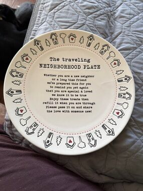 Cream The Traveling Neighborhood Plate - Decorative Ceramic Serving Plate